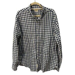 j. crew blue white buffalo check plaid 2 ply cotton mens shirt XL